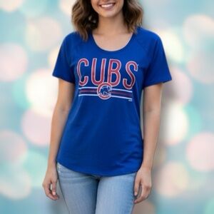 MLB Chicago Cub’s Baseball Women’s Short Sleeve Tee Shirt Top Size M